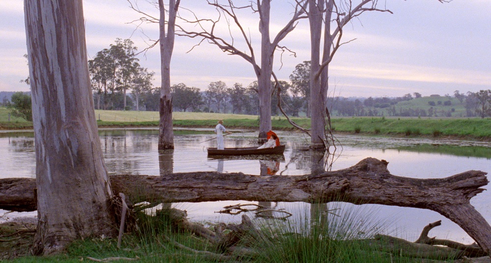 My Brilliant Career film still with Judy Davis and Sam Neil in a canoe.
