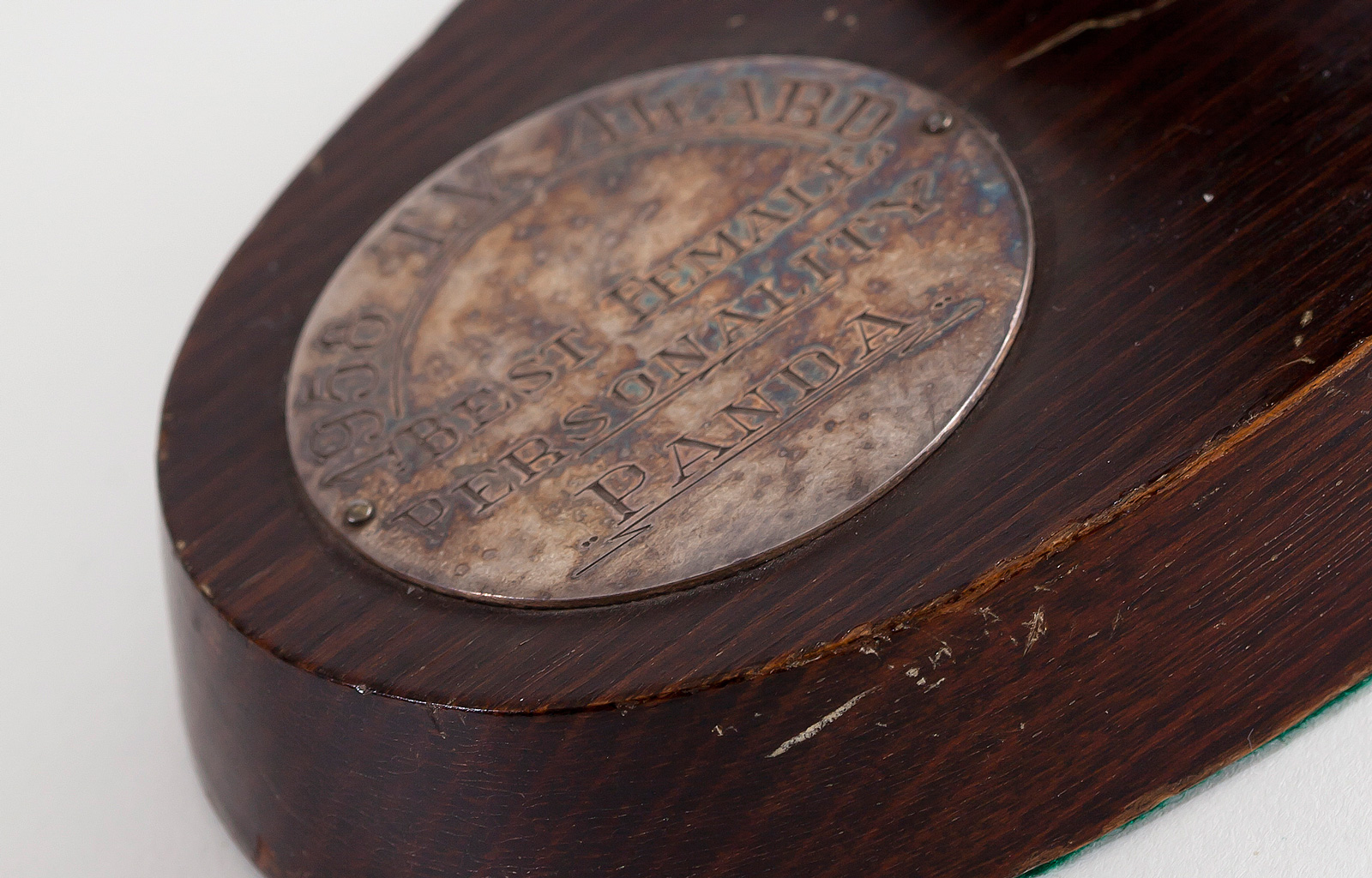 A close up of the base of a TV Week Award, The inscription on it reads 