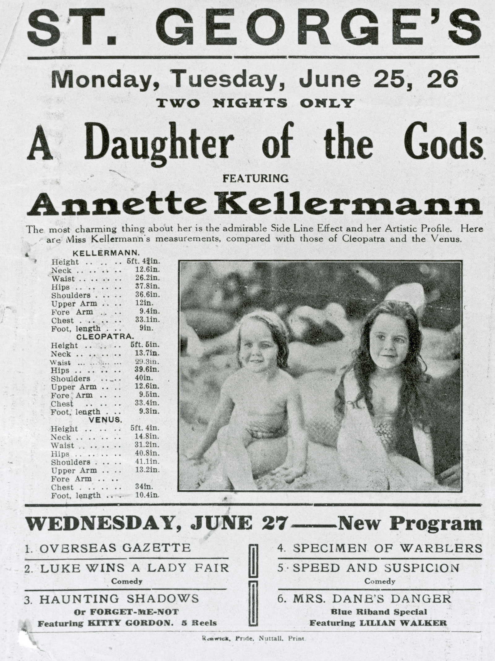 A black and white advertisement for screenings of 