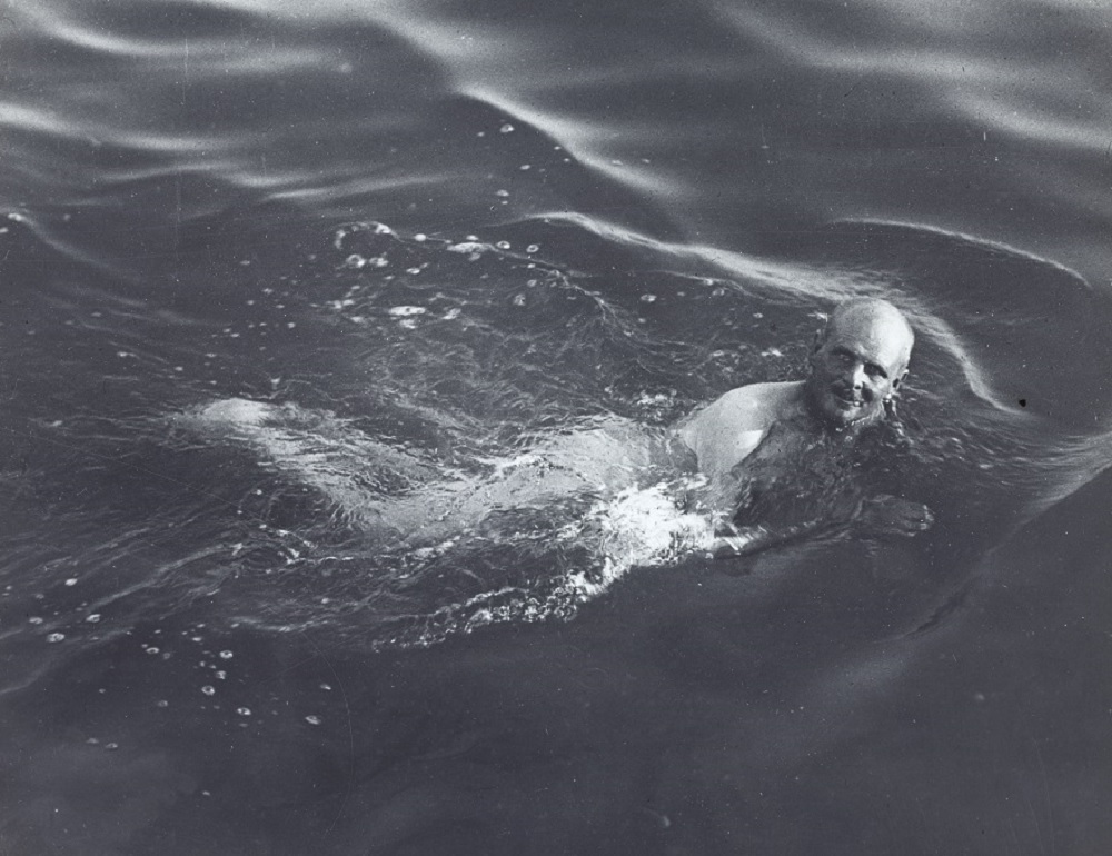 Lieutenant General Birdwood swimming naked off Anzac Cove