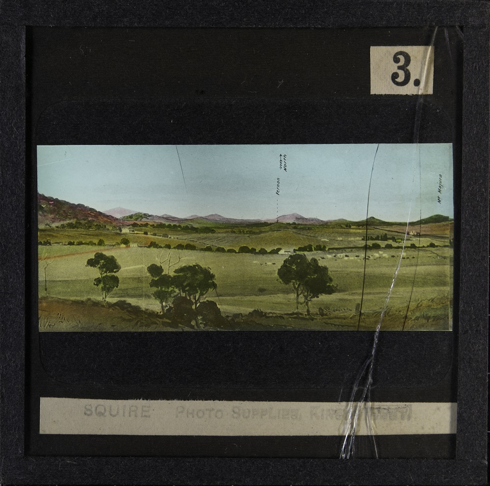 Glass slide shows the third of six sections of the painting titled 