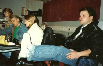 Karen Hewitt in the studio with Kylie Minogue.