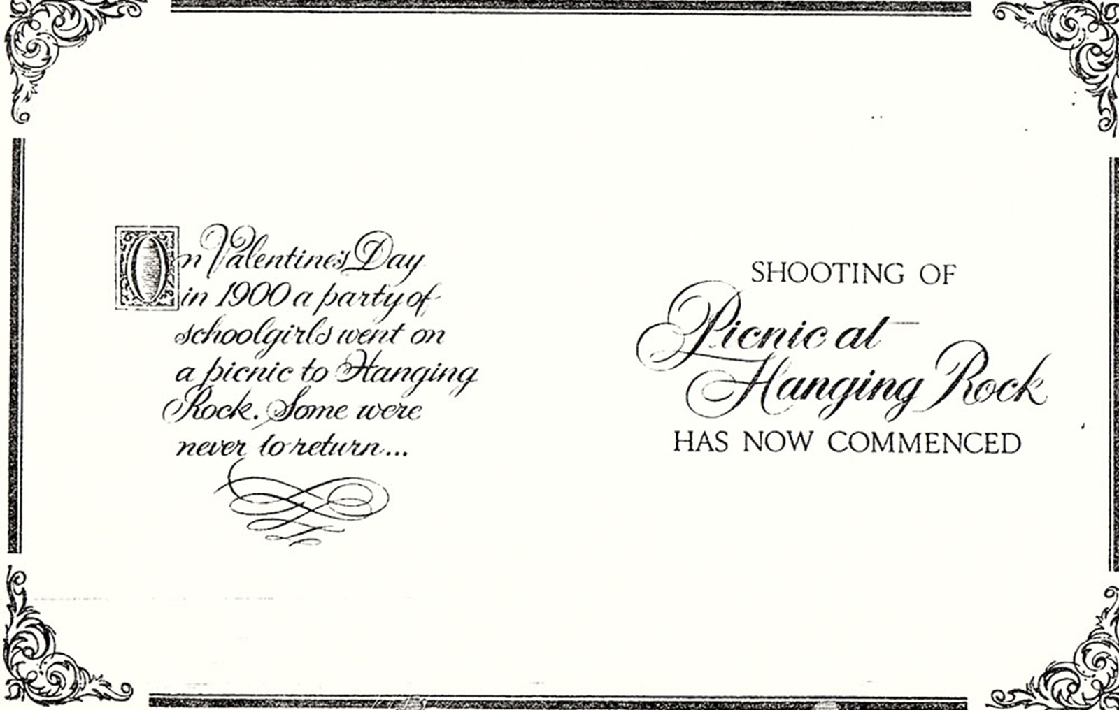 Printed card announcing that shooting of 
