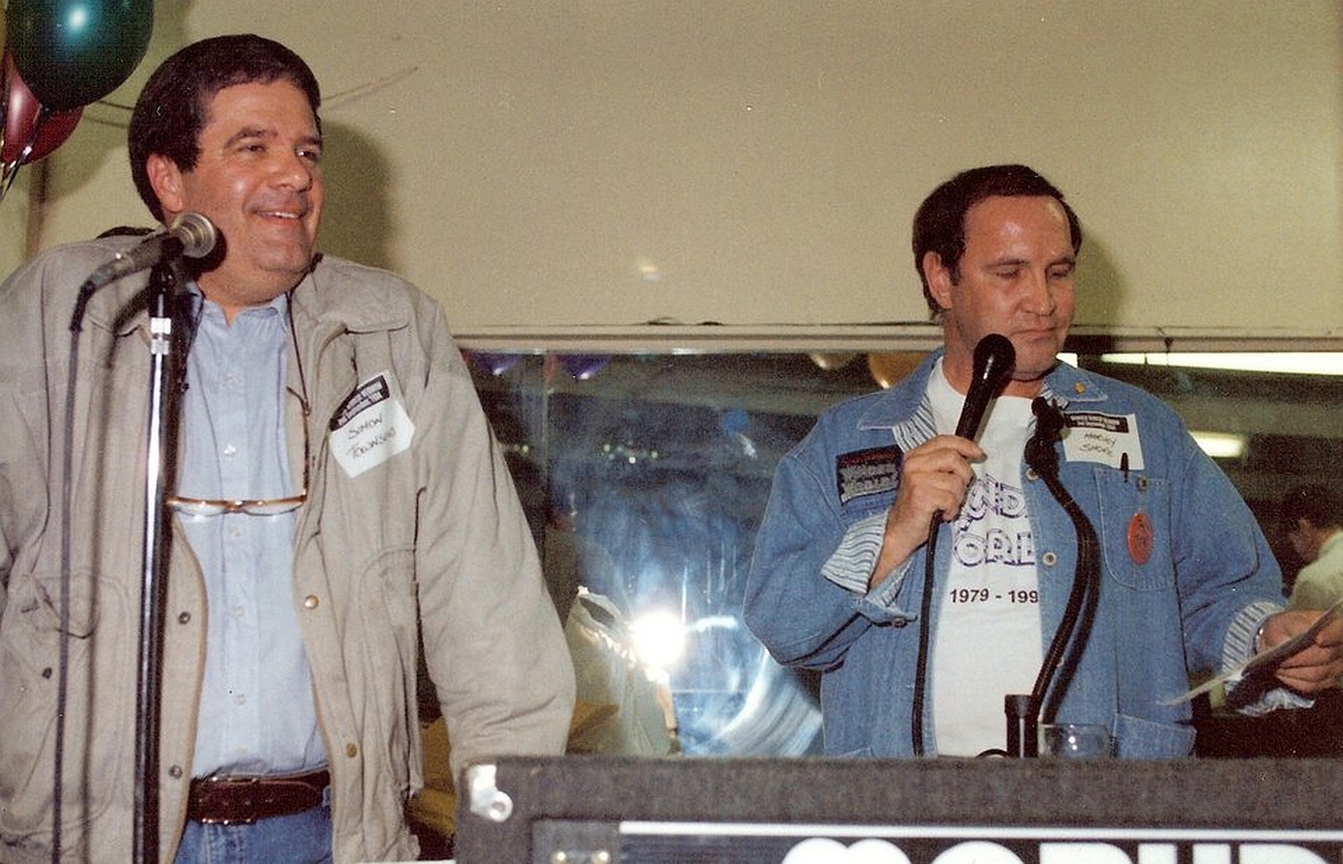 Simon Townsend and Harvey Shore, pictured in 1994.