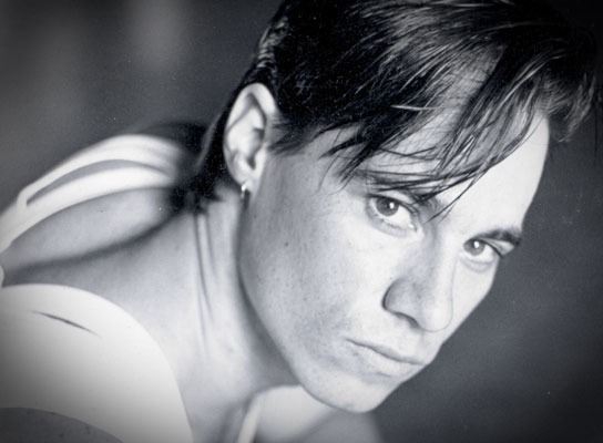 Close up head and shoulders shot of Paul Mercurio during filming of Strictly Ballroom in 1991.