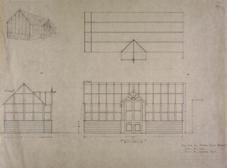 Architectural sketches for glasshouse set for the movie Picnic at Hanging Rock.