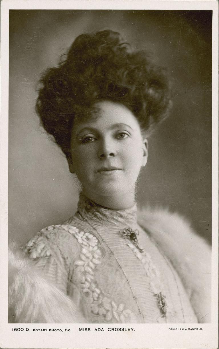 Head and shoulders sepia photo of Ada Crossley.