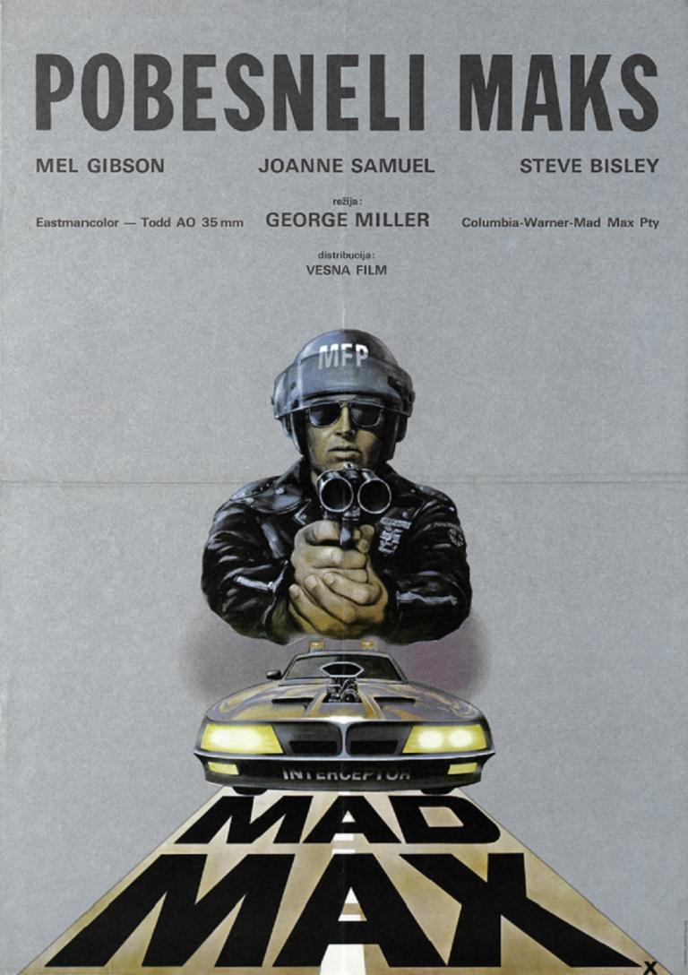 Grey background, title and credits at top. Main image is illustration of road cop pointing a gun straight at camera, underneath is a car. Grey background, title and credits at top. Main image is illustration of road cop pointing a gun straight at camera, underneath is a car.