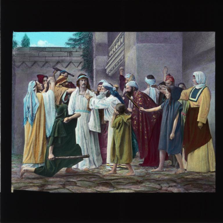 Martyr being beaten by a crowd
