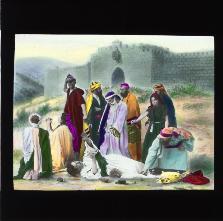 Martyr being stoned by crowd