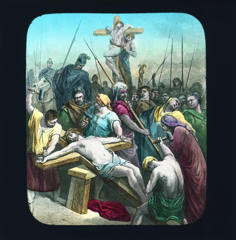 Christ being nailed to the Cross