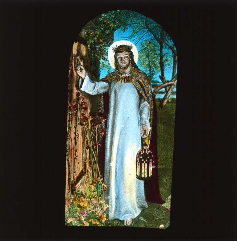 Christ holding a lantern and knocking on a door