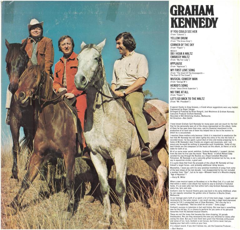 Graham Kennedy Sings the Shows Front and back cover of album Graham Kennedy Sings the Shows