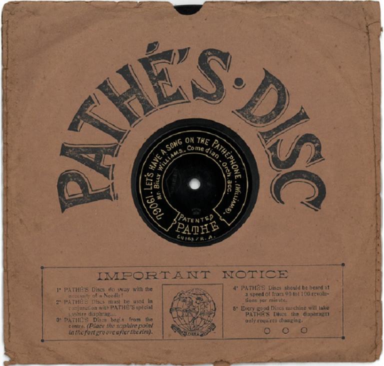 Record cover of Pathé disc 'Let's have a song on the Pathephone'