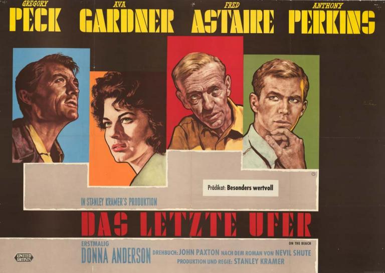 4 colour images of the leading actors in boxes with their names above. The film's title in red below.