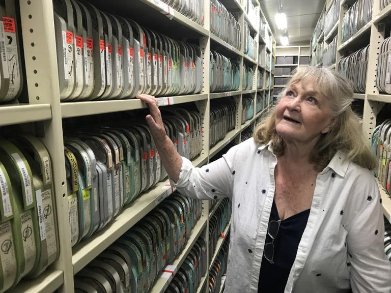 Val Lehmann in our magnetic tape storage vault