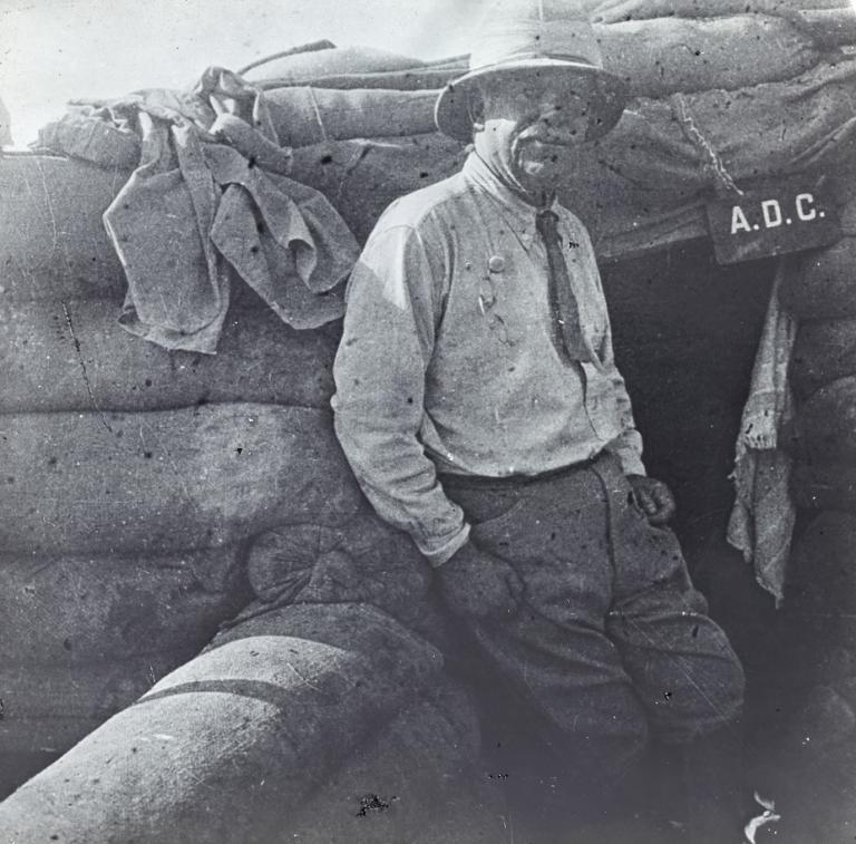 Surgeon-General Charles Ryan, Anzac Cove Surgeon-General Charles Ryan in a dug out at Anzac Cove