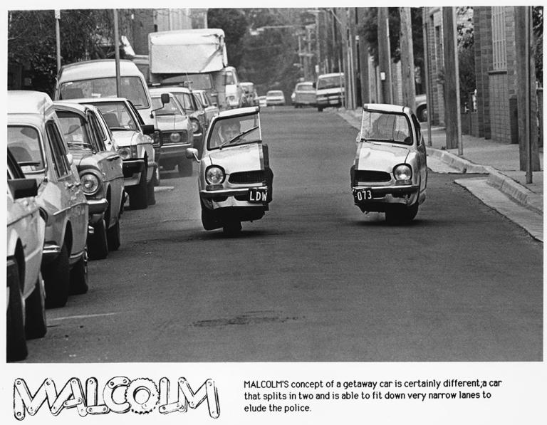 Malcolm's getaway car splits into two