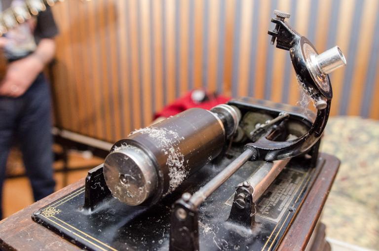Wax cylinder close-up Close up of wax cylinder used for recording on an Edison phonograph
