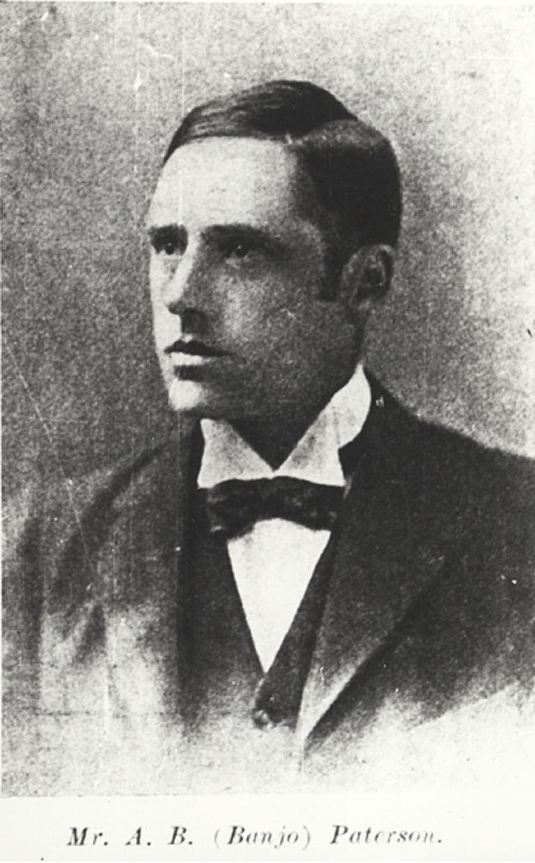 Black and white studio portrait of a young Banjo Paterson