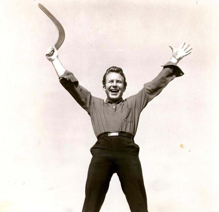 'The Boomerang Boy' - Johnny O'Keefe Publicity shot of Johnny O'Keefe holding a boomerang