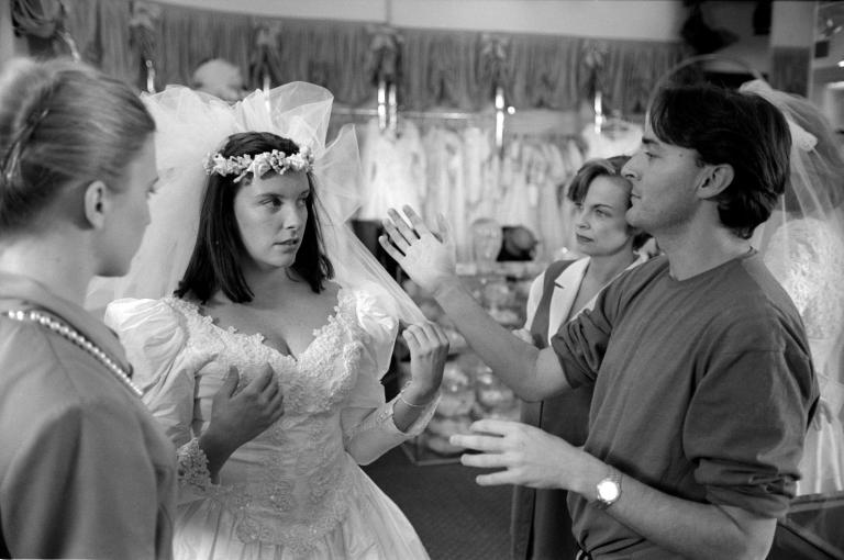Muriel (Toni Collette) in bridal store with director PJ Hogan