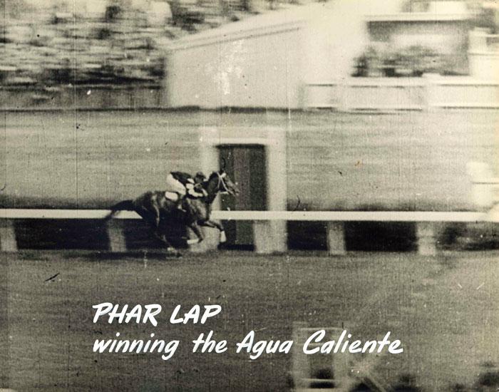 A still of Phar Lap winning the Agua Caliente Handicap.