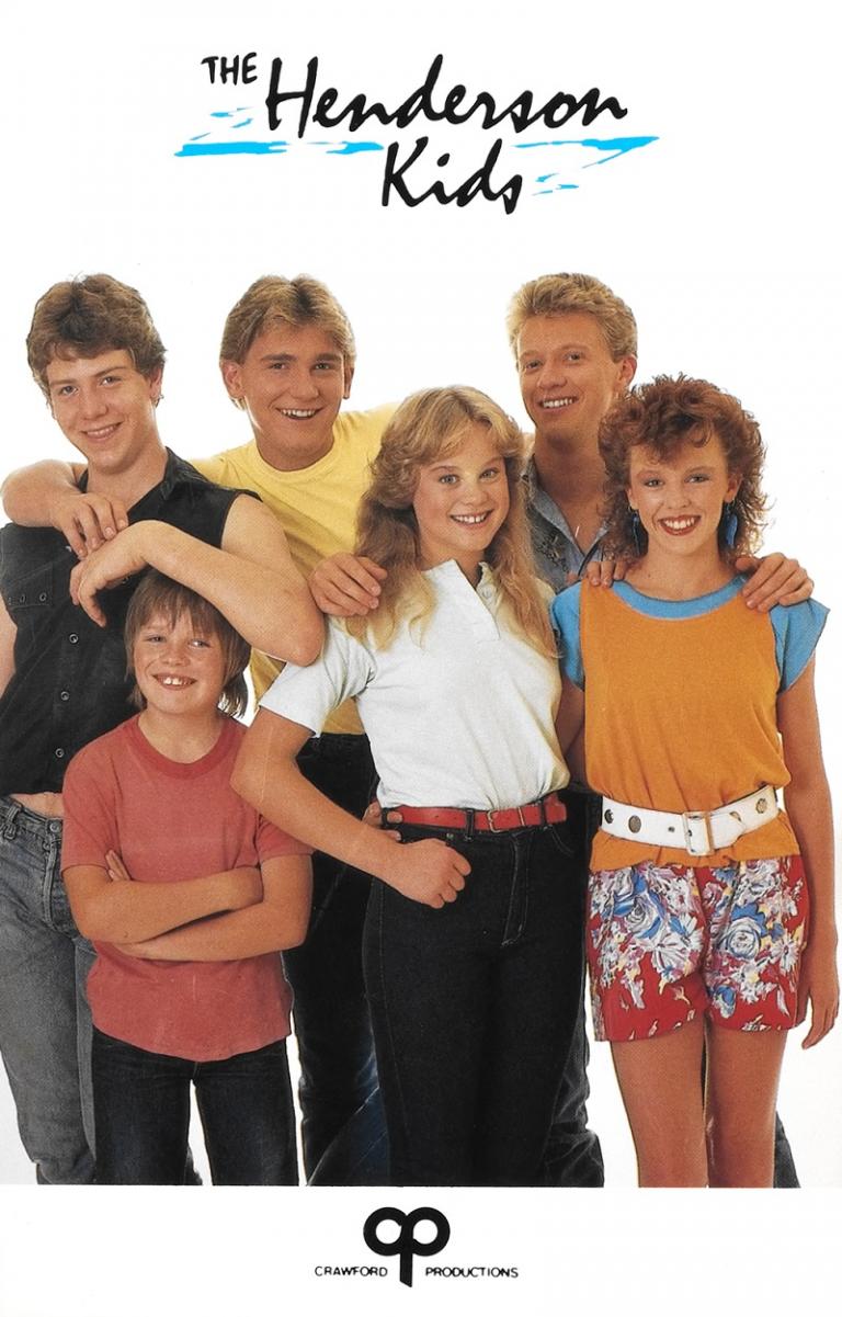 The Henderson Kids cast Instantly recognisable for her big smile, a young Kylie Minogue appears far right in this cast photograph of The Henderson Kids. Other cast includes (clockwise): Ben Mendelsohn, Paul Smith, Mark Hennessy, Nadine Garner and Bradley Kilpatrick.