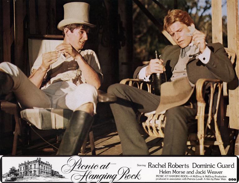 Australian lobby card showing Albert Crundall (John Jarratt) and Michael Fitzhubert (Dominic Guard)