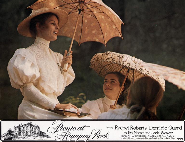 Australian lobby card showing Dianne de Poitiers (Helen Morse) and Irma (Karen Robson) at the picnic