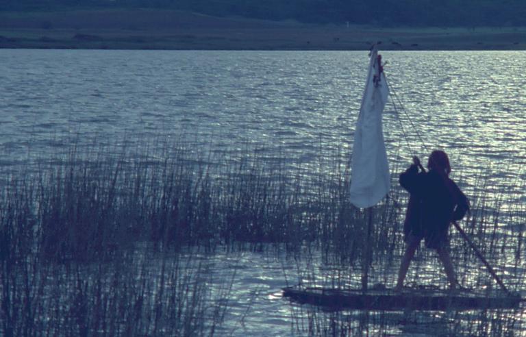 Greg Rowe on a punt in Storm Boy