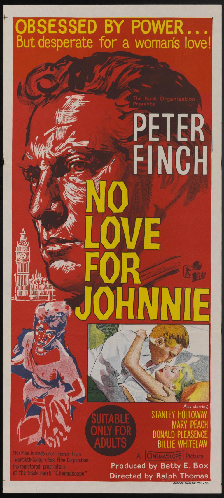 Movie poster for a film titled No Love for Johnnie.
