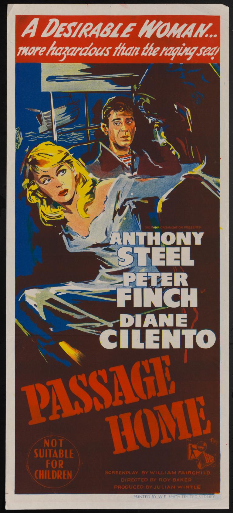 poster for a film titled Passage Home starring Peter Finch and Diane Cilento