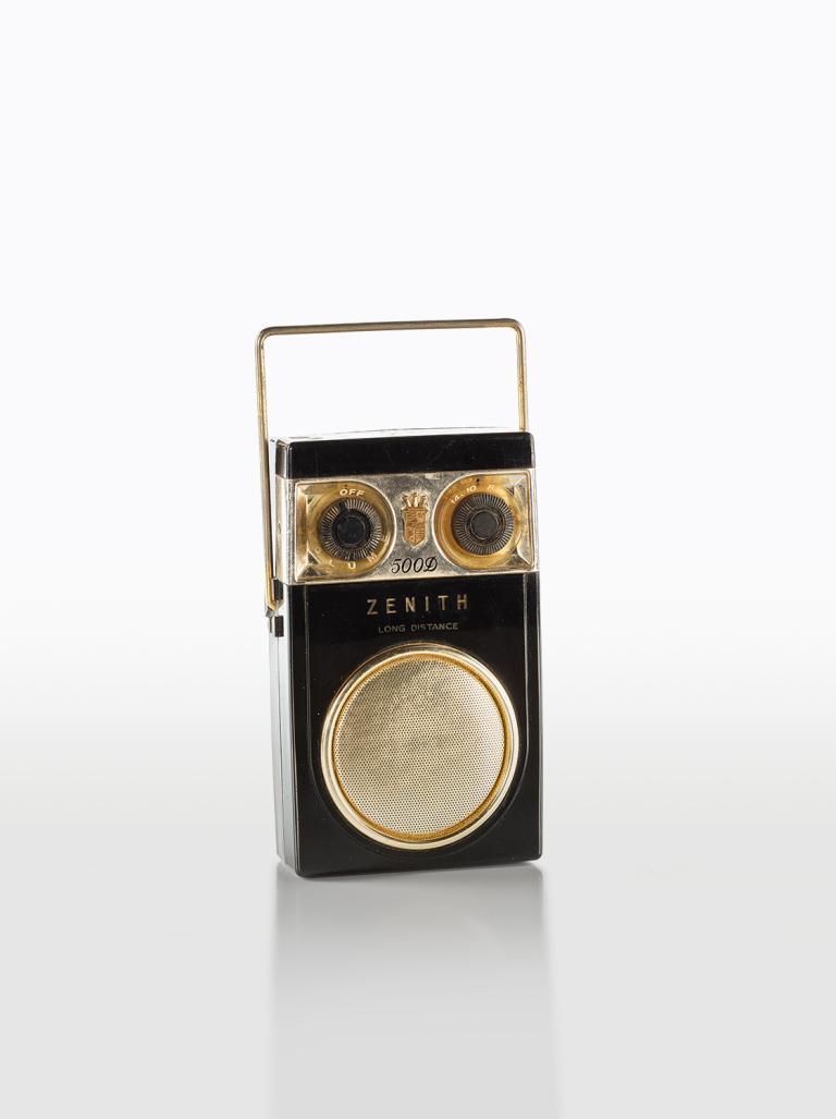 A portable transistor radio from the late 1950s