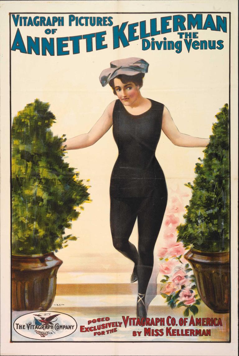 A poster featuring Annette Kellerman in a one piece bathing suit