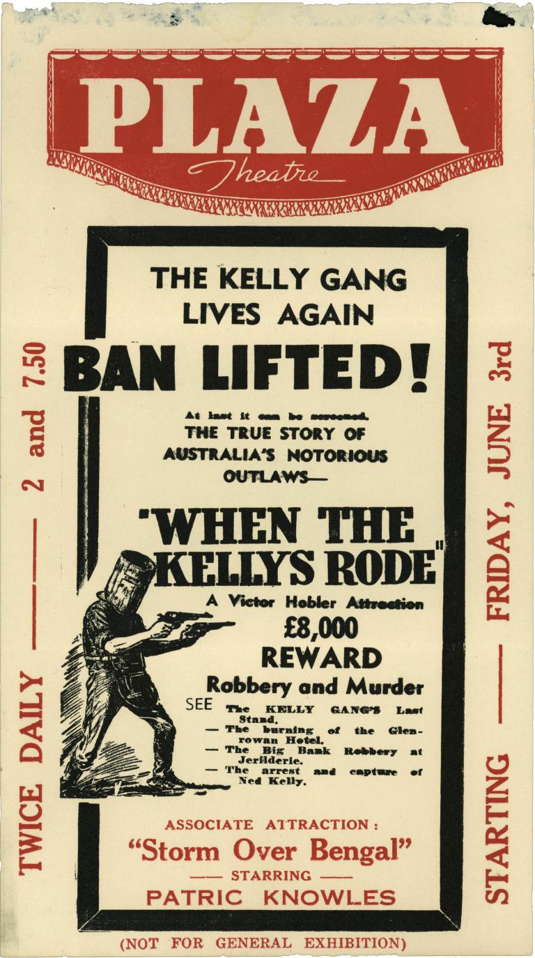 A flyer for the film 'When the Kelly's Rode'.
