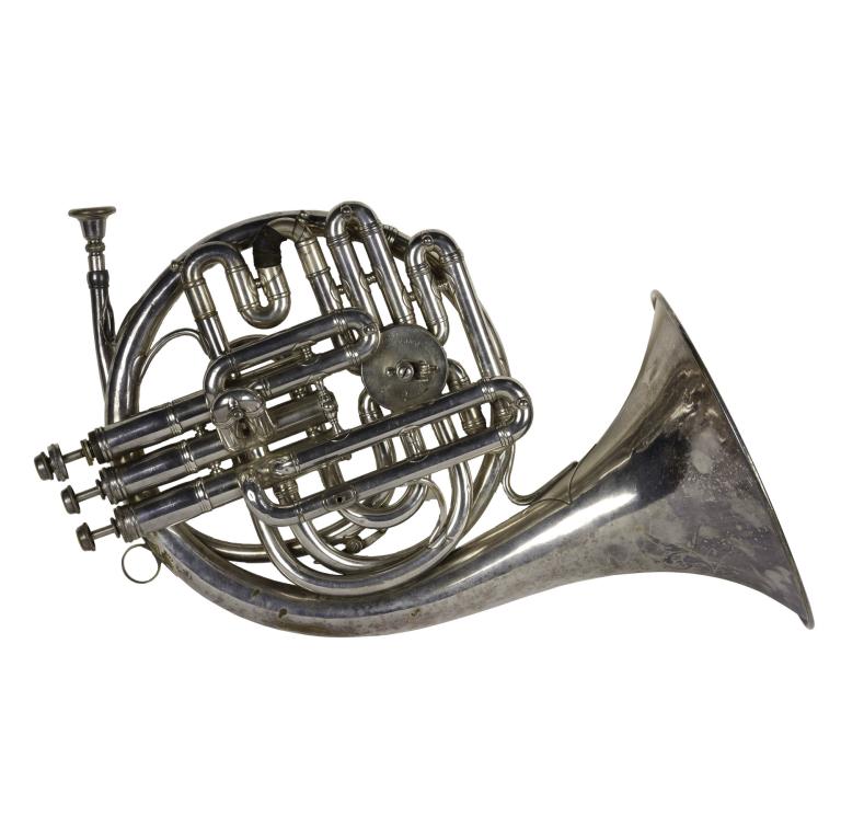 Double French horn belonging to Ruby Corrick