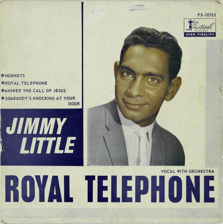 Cover of Jimmy Little's 1963 album 'Royal Telephone' featuring a portrait of the artist