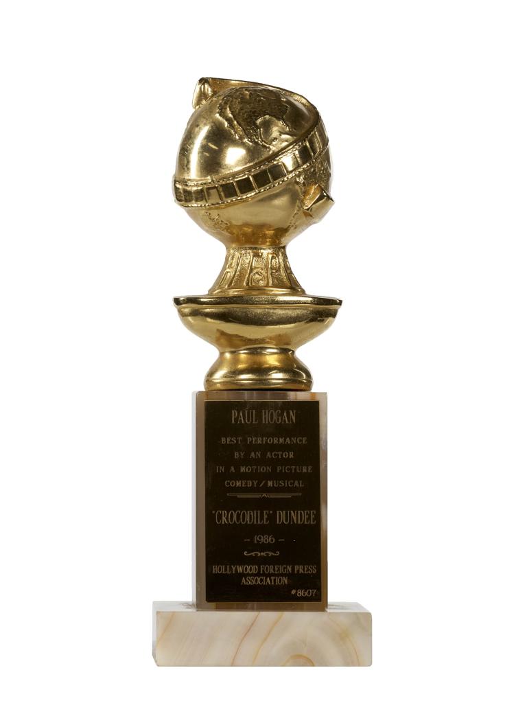 Golden Globe award for Crocodile Dundee, awarded in 1986