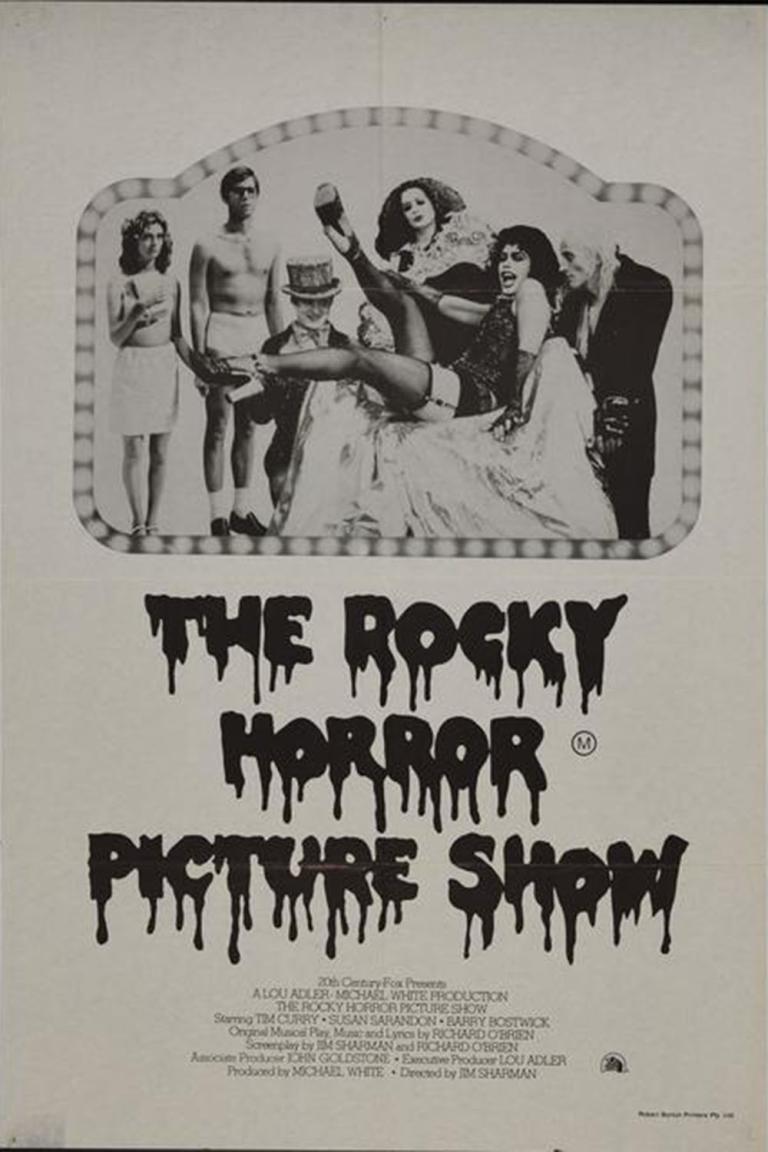 Black and white poster of the Rocky Horror Picture Show