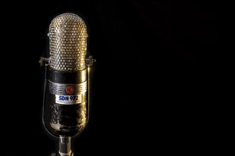 RCA black metal and chrome electric microphone, manufactured 1930