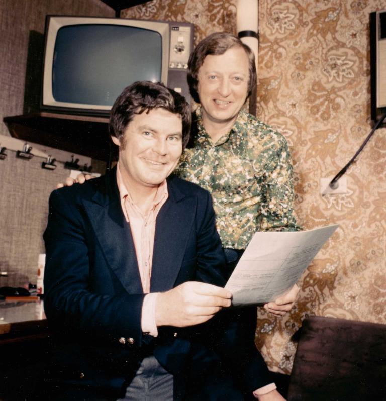 Mike McColl Jones and Graham Kennedy in Kennedy's Nine caravan