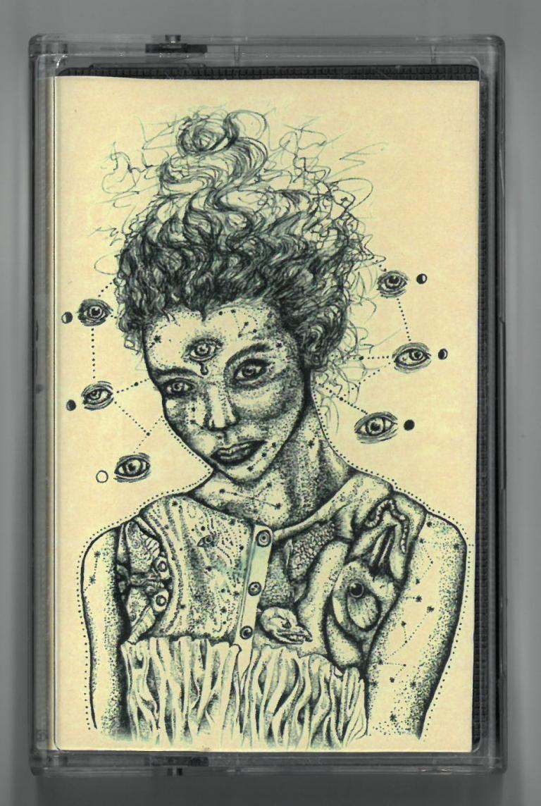 Cassette cover featuring a woman with eyes floating around her.
