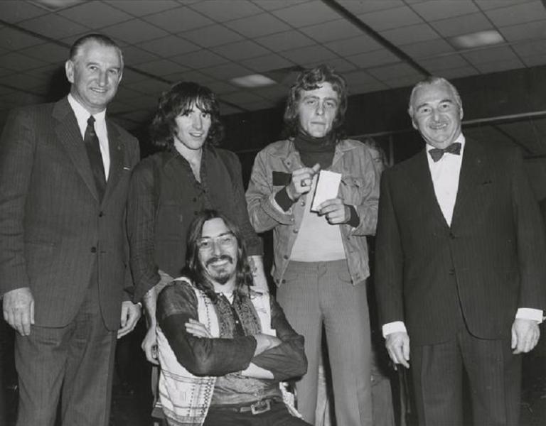 Group photo including Jeff St John and Bon Scott