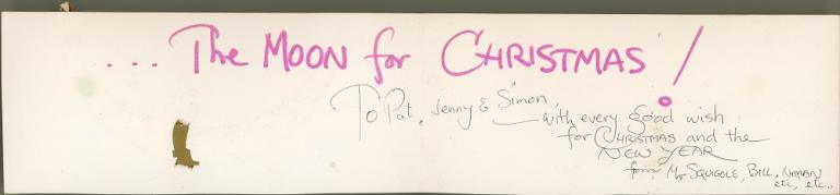 The pink text reads, 'The moon for Christmas'