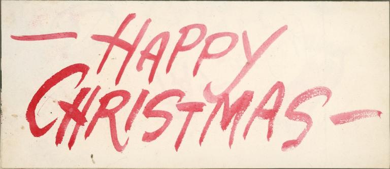 Merry Christmas in large red, handwritten letters