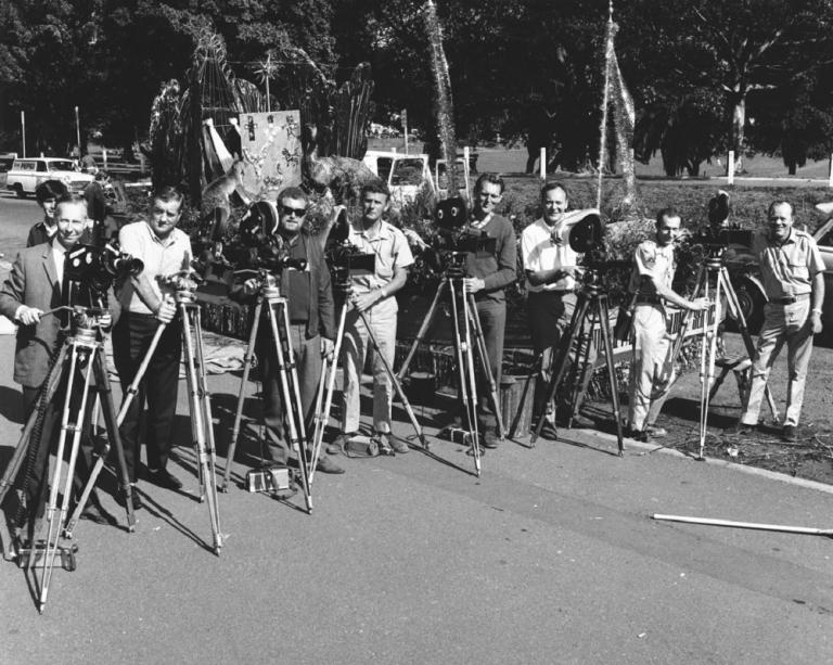 Group photo of the Skippy camera crews lined up with their cameras.