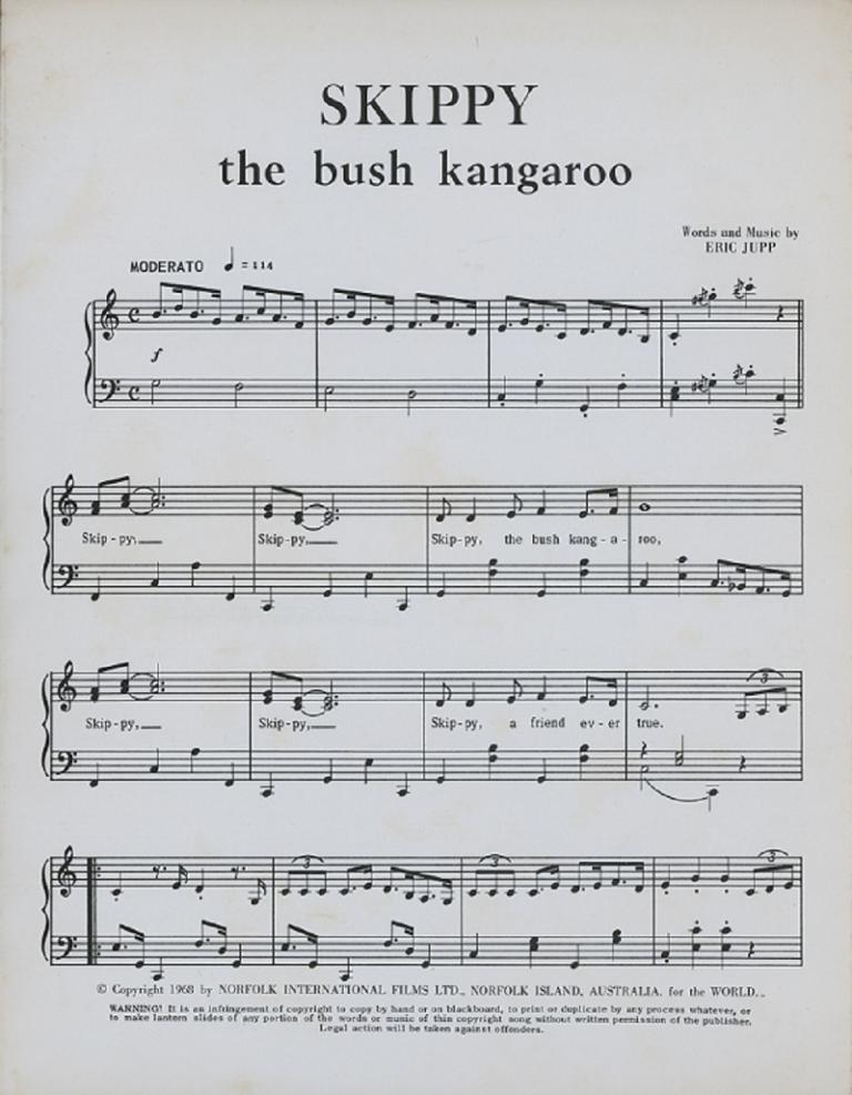 First page of Skippy theme tune sheet music.