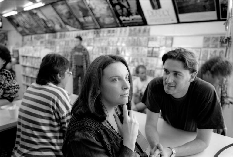 Toni Collette and PJ Hogan during filming of Muriel's Wedding