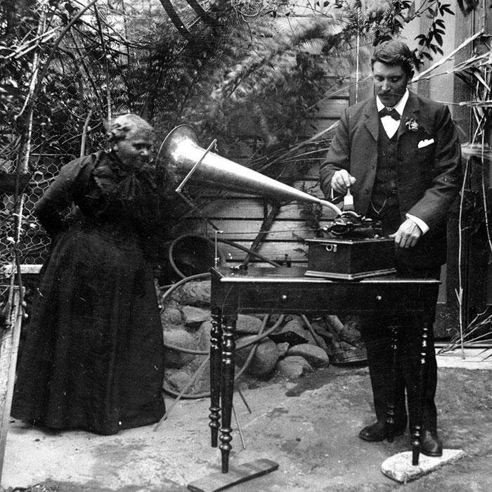 Fanny Cochrane Smith and Horace Watson Black and white image of Fanny Cochrane and Horace Watson